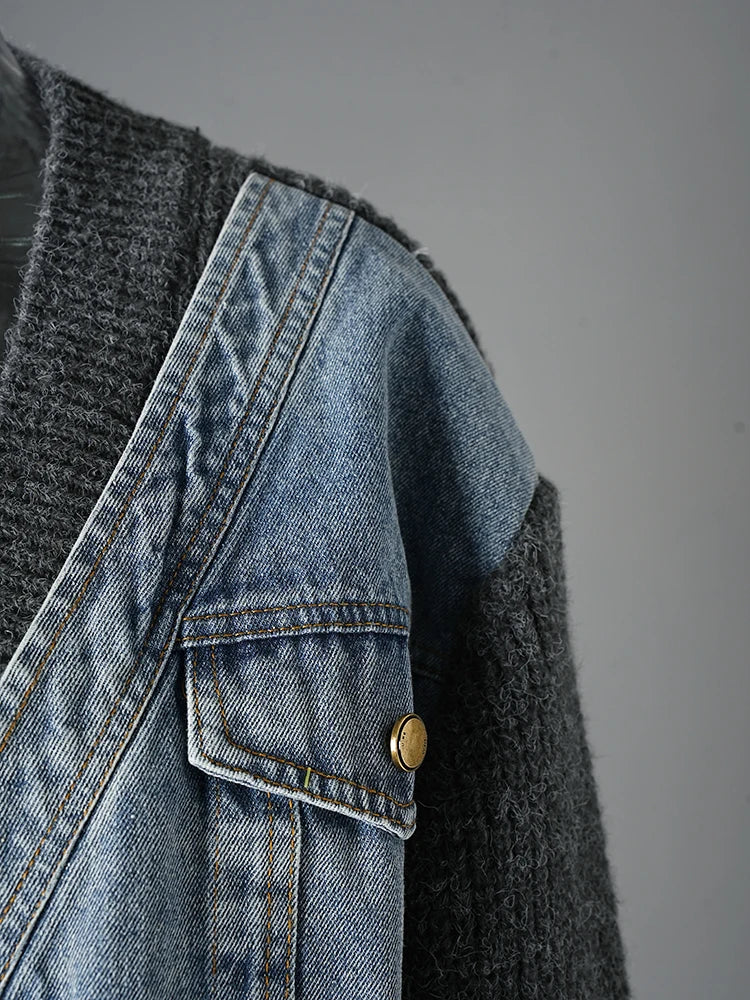 Denim & Knit Hybrid Cardigan-Jacket-SimpleModerne