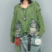 Green Harmony Knit & Denim Patchwork Sweater-SimpleModerne