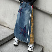 Denim & Textile Patchwork Skirt - 80's Pop-Inspired-SimpleModerne