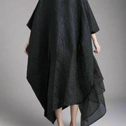 Urban Oversized Black Maxi Dress with Tulle Insert and 3D Textured Fabric-SimpleModerne