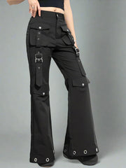 Casual Minimal Goth Trendy Cargo Trousers-SimpleModerne