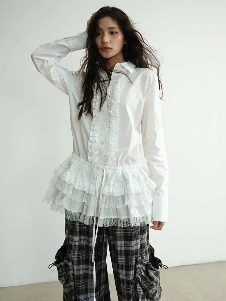 Elegant Ruffled Lace Blouse-SimpleModerne