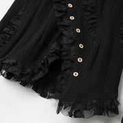 Gothic Irregular Lace-Inset Cardigan – Button Closure, Dark Romantic Style-SimpleModerne