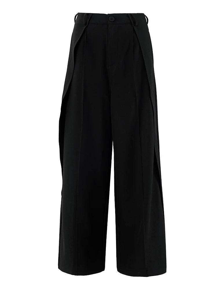 Irregular Design Trousers with Pleated Front-SimpleModerne