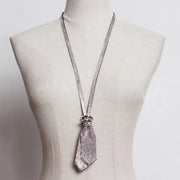 Necklace Silver Rhinestone Tie Style-SimpleModerne