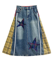 Denim & Textile Patchwork Skirt - 80's Pop-Inspired-SimpleModerne