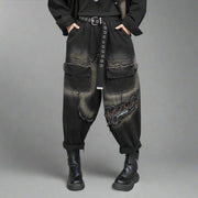 Vintage Punk Distressed Denim Pants-SimpleModerne