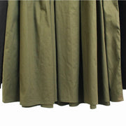 Two-Piece Black and Khaki Green Pleated Dress with Oversized Pullover-SimpleModerne