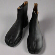 Unisex Black Split-Toe Chelsea Boots - Minimalist Ankle Boots-SimpleModerne