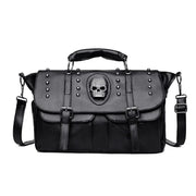 Vegan Leather Gothic Skull Bag with Studded Design-SimpleModerne