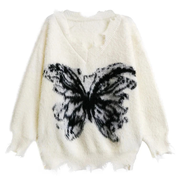 Edgy Butterfly Print Pullover-SimpleModerne