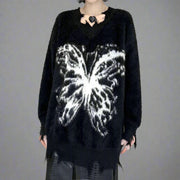 Edgy Butterfly Print Pullover-SimpleModerne