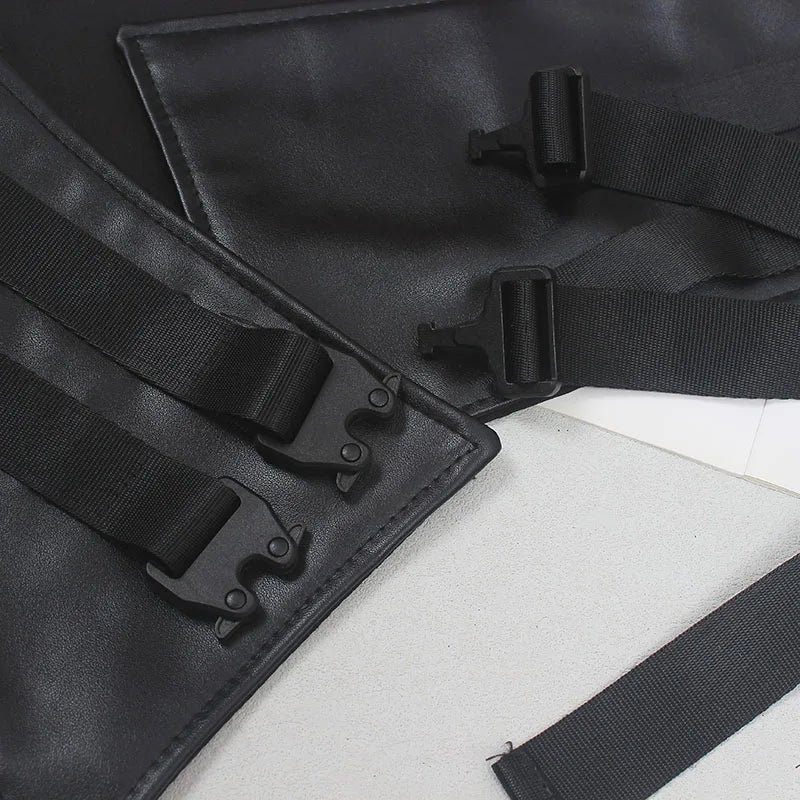 Gothic Vegan Leather Waist Belt with Buckle Straps - Adjustable Length-SimpleModerne