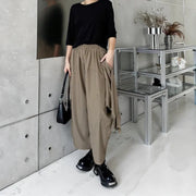 Industrial-Style Khaki Shirt-Sleeve Trousers-SimpleModerne