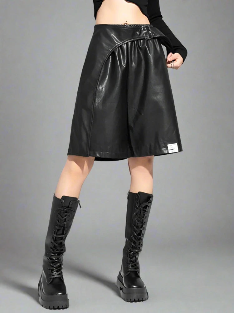 Vegan Leather Gothic Shorts-SimpleModerne