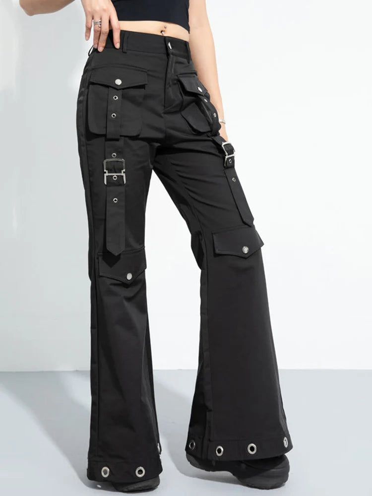 Casual Minimal Goth Trendy Cargo Trousers-SimpleModerne