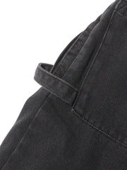 Maxi Pocket Dark Grey Wide-Leg Jeans with Vintage Zipper-SimpleModerne