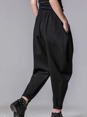 Street Style Black Harem Trousers with Relaxed Fit and Modern Edge-SimpleModerne