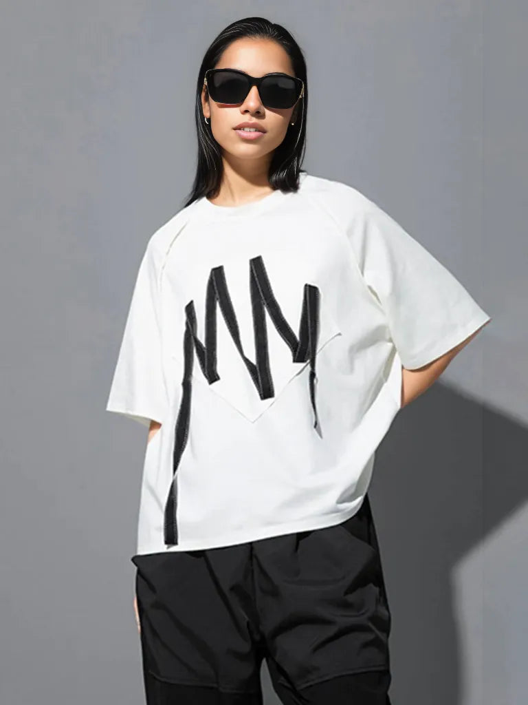 Punky Zigzag Applique T-Shirt-SimpleModerne