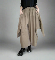 Industrial-Style Khaki Shirt-Sleeve Trousers-SimpleModerne