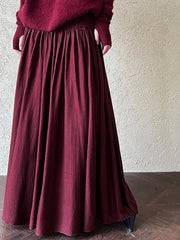 Jazz Up Winter Red Wine Maxi Skirt-SimpleModerne