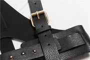 Edgy Adjustable Black Leather Harness Belt-SimpleModerne