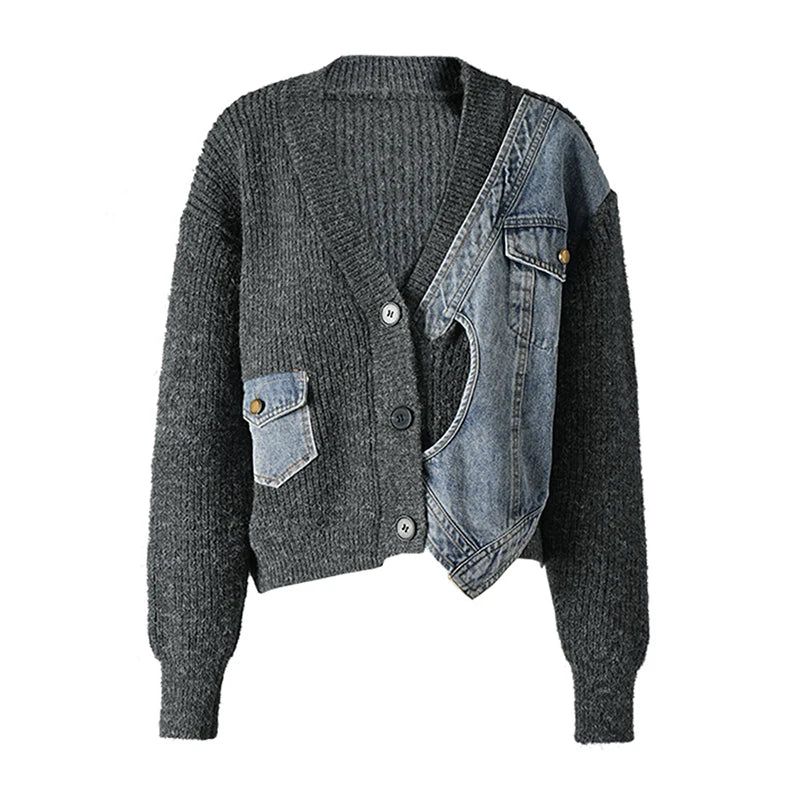 Denim & Knit Hybrid Cardigan-Jacket-SimpleModerne