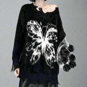 Edgy Butterfly Print Pullover-SimpleModerne