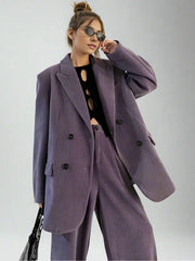 Jazz Up Oversized Fit Purple Corduroy Blazer-SimpleModerne