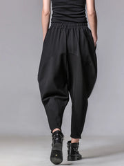 Street Style Black Harem Trousers with Relaxed Fit and Modern Edge-SimpleModerne