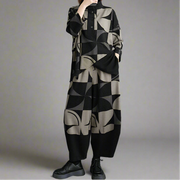 Oversized Geometric Print Two-Piece Set – Relaxed Fit Knit Lounge Wear-SimpleModerne