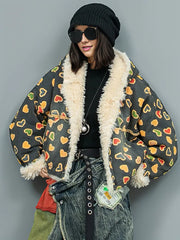 Vintage Punk Heart Print Hooded Jacket – Warm Lined & Oversized Fit-SimpleModerne