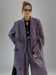 Jazz Up Oversized Fit Purple Corduroy Blazer-SimpleModerne