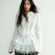 Elegant Ruffled Lace Blouse-SimpleModerne