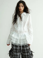 Elegant Ruffled Lace Blouse-SimpleModerne