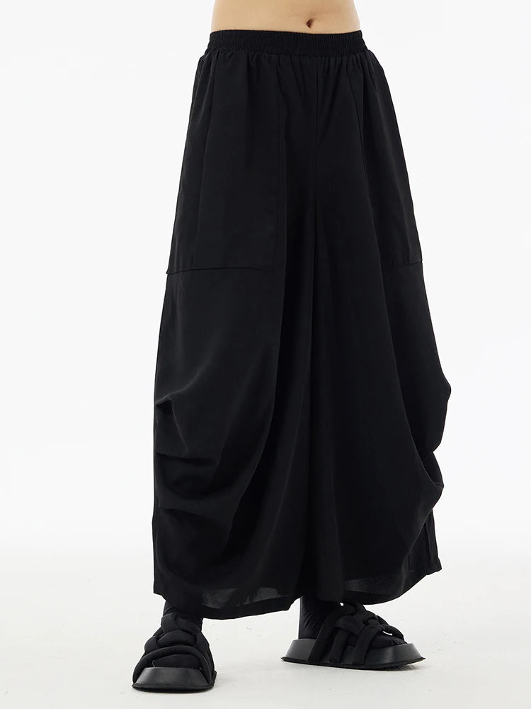 Title: Punky Wide-Leg Trousers with Unique Draped Design-SimpleModerne