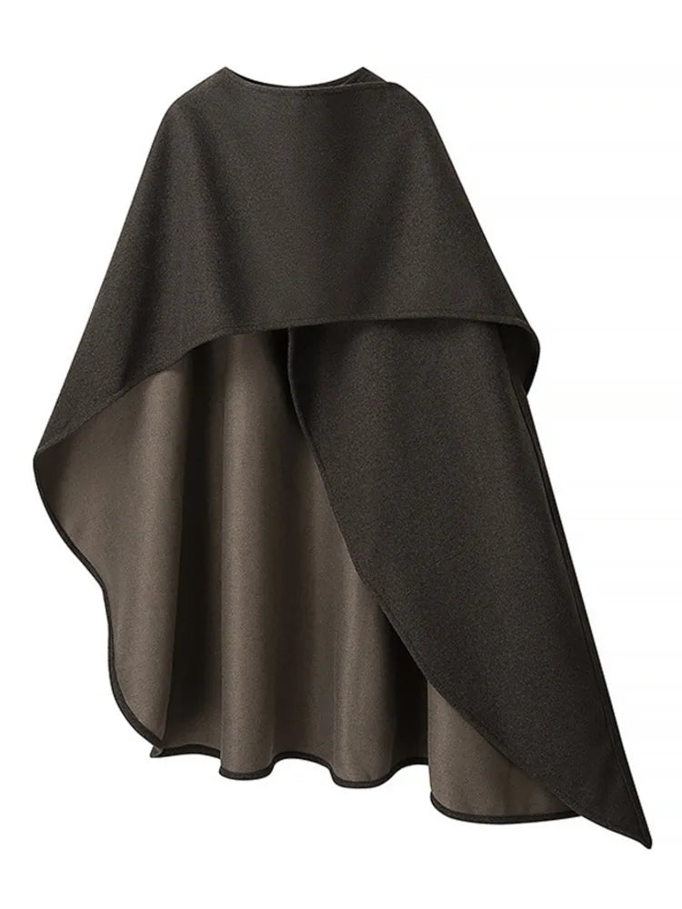 Chic Warm Brown Cape – Effortless Elegance for Cooler Days-SimpleModerne