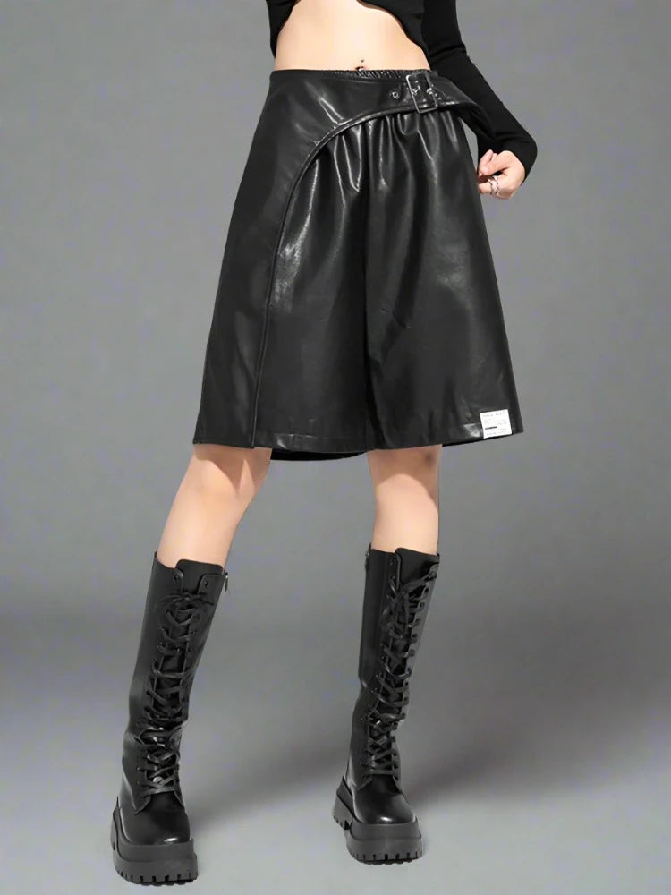 Vegan Leather Gothic Shorts-SimpleModerne