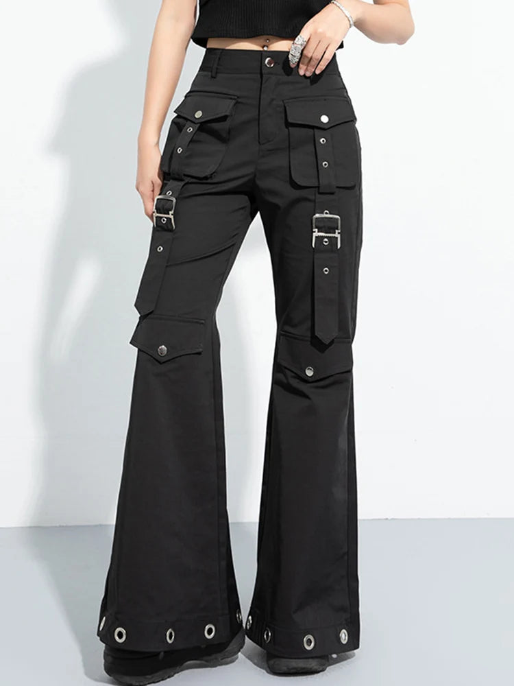 Casual Minimal Goth Trendy Cargo Trousers-SimpleModerne