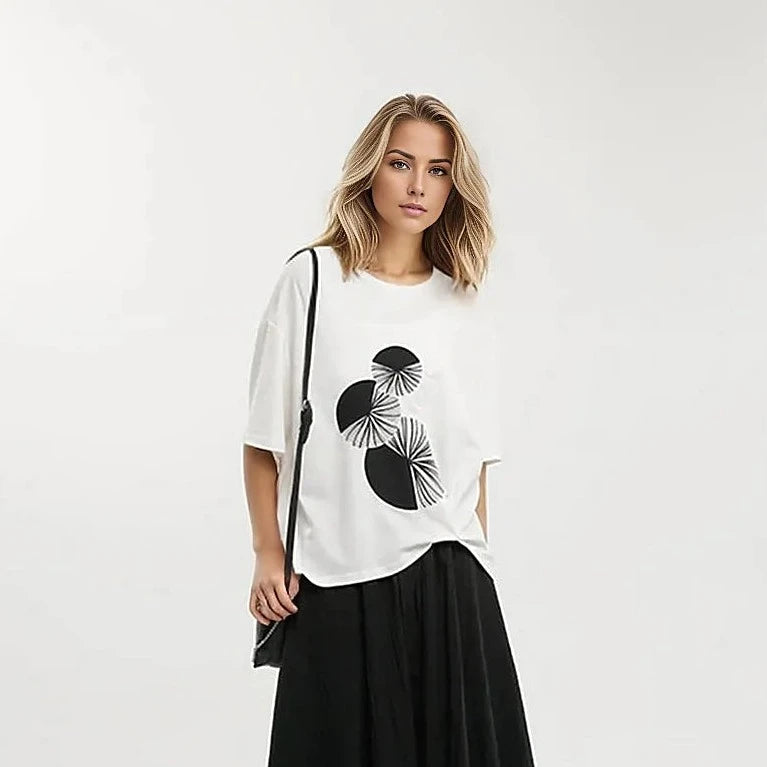 Artistic Graphic Print Oversized T-Shirt-SimpleModerne