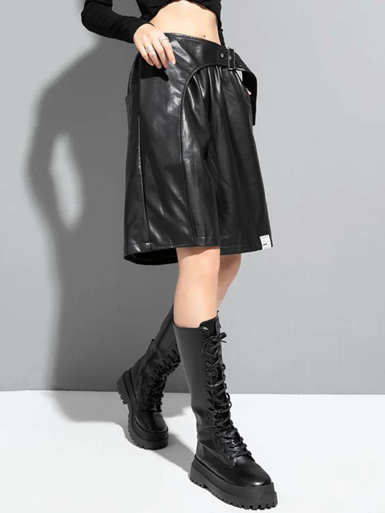 Vegan Leather Gothic Shorts-SimpleModerne