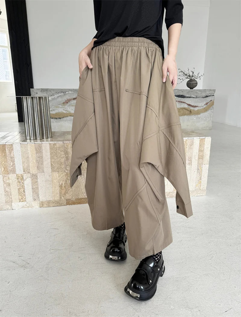 Industrial-Style Khaki Shirt-Sleeve Trousers-SimpleModerne