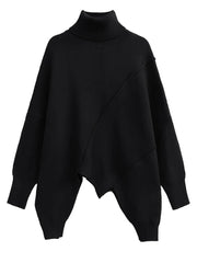 Asymmetrical Hem Knitted Pullover-SimpleModerne