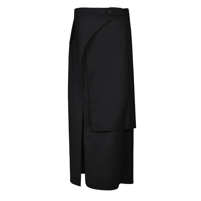 Casual Minimal Goth Irregular Overlay Half-Body Skirt-SimpleModerne