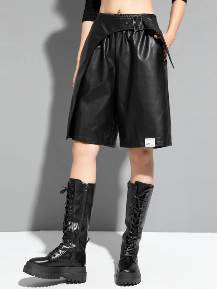 Vegan Leather Gothic Shorts-SimpleModerne