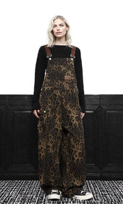 Leopard Print Relaxed Overalls with Pocket Detailing-SimpleModerne