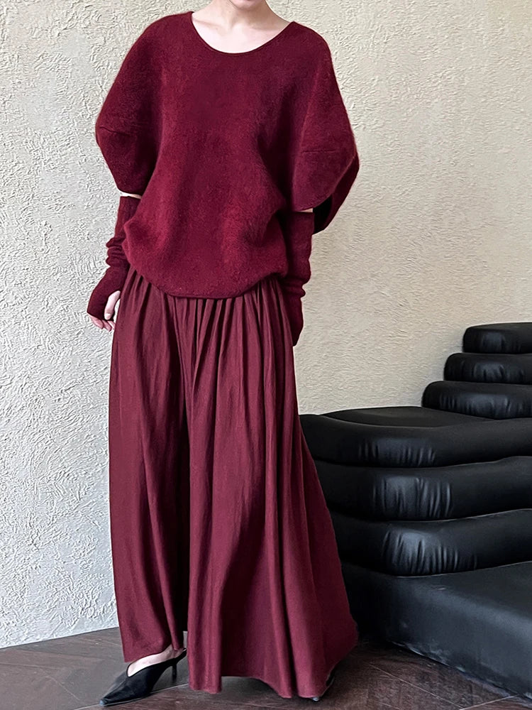 Jazz Up Winter Red Wine Maxi Skirt-SimpleModerne