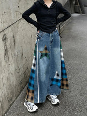 Denim & Textile Patchwork Skirt - 80's Pop-Inspired-SimpleModerne