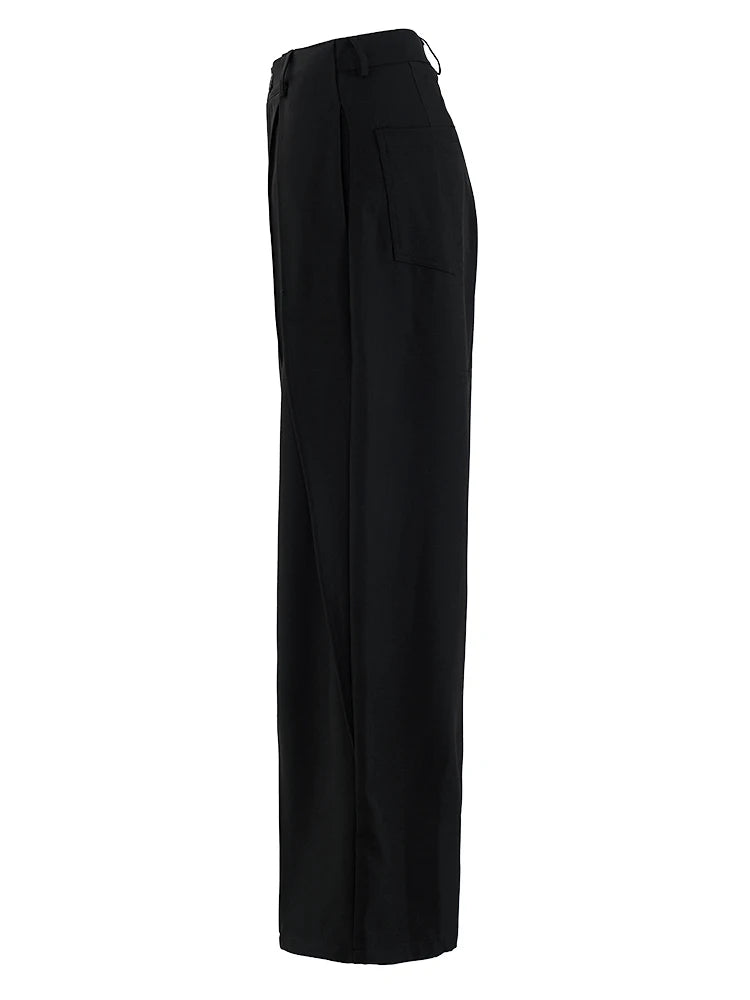 Irregular Design Trousers with Pleated Front-SimpleModerne