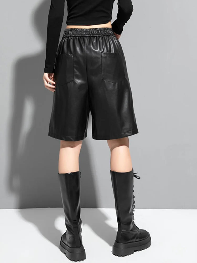 Vegan Leather Gothic Shorts-SimpleModerne